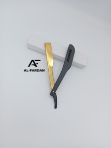 Navaja de Afeitar Recta Profesional de Alta Calidad con Mango de Plástico ABS para Hombre, Hoja Única de Acero Inoxidable, Color Negro y Dorado - Product Image 3