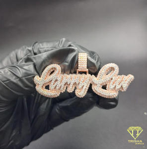 Luxury 925 Silver Name Necklace <b>Iced</b> <b>Out</b> Pendant Hip Hop Bling Moissanite Diamond <b>Chain</b> For Men Women Gift - Product Image 3