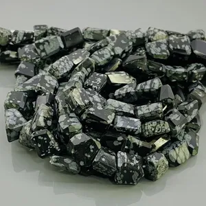 Chakralume Perles de pierres précieuses en obsidienne noire et argentée naturelle, facettées, de qualité AAA, de 10 à 14 mm, pour la fabrication de bijoux, vente en gros - Product Image 1