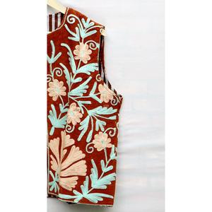Eco-Friendly Breathable Quick Dry Cotton Corduroy Vest Prairie Chic Sleeveless <b>Waistcoat</b> Multi Floral Embroidered All Seasons - Product Image 4