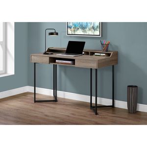 Contemporary Modern 48\"L Home Office Laptop Computer <b>Desk</b> with Storage Drawers Brown Laminate and Black Metal - Product Image 5