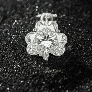 Unique Shamrock Shaped Solitaire Moissanite / Diamond Earrings for Women - Product Image 2