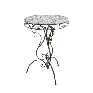 <b>Round</b> Iron Outdoor <b>Table</b> with Ornate Scroll Legs Traditional Design Durable Frame for Patio Use - Product Image 3