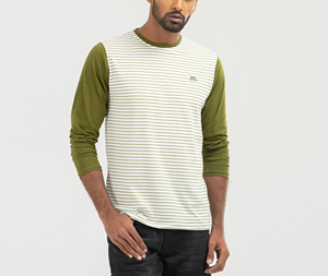 เสื้อยืดคอกลมแขนสั้นผ้าฝ้าย 100% ระบายอากาศได้ดี พิมพ์ลายกราฟิกตามสั่ง OEM/ODM โลโก้สีตัดกัน สำหรับผู้ชาย - Product Image 4