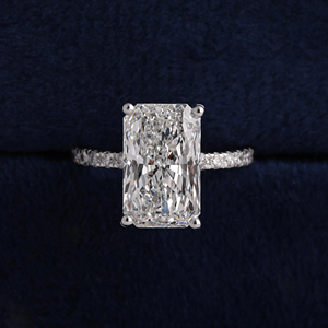 Bague de fiançailles en diamant de laboratoire taille Asscher en platine, style classique, bijoux pour femmes, 14 carats, certifiée IGI - Product Image 1