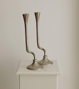 Nordic Minimalist Wavy <b>Silver</b> <b>Candlestick</b> Holder Elegant Curved Metal Taper Candle Stands for Modern Living Room Mantel Decor - Product Image 3