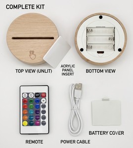 Lámpara de Noche LED Redonda Moderna de Madera con Control Táctil/Remoto/Sensor/Manual, Recargable por USB, Luz Blanca Cálida Regulable (CRI 90) - Product Image 2