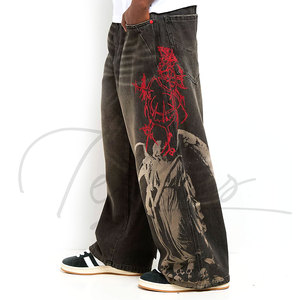 Pantalones Vaqueros Anchos Personalizados para Hombre, Estilo Casual, Retro Clásico, Holgados, Hip Hop, Vintage, Hechos en Pakistán - Product Image 1