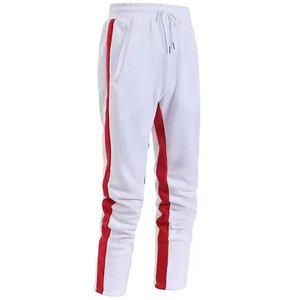 Unisex White Red Striped Tracksuit Hoodie Trouser Set Casual Autumn Full Sleeve Drawstring Breathable Adult Sweatwear - Product Image 5