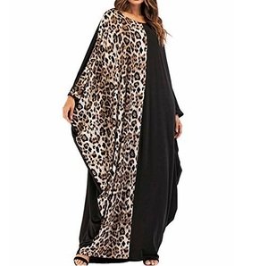 Abayas traditionnelles à imprimé léopard, kaftan marocain pour femmes, en viscose et soie, col carré, longueur au sol, pour le Ramadan, vêtements musulmans - Product Image 1