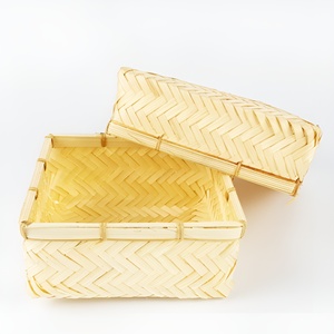 Cajas de Almacenamiento Tejidas de Bambú Natural Ecológicas Hechas a Mano para Empacar Regalos, Caja de Tejido Natural al por Mayor - Product Image 1