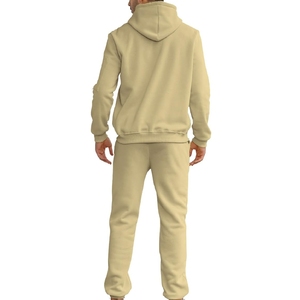 Custom Heavyweight 100% Cotton Windbreaker <b>Tracksuit</b> for Men Hooded Sweatsuit Jogger Set for Winter Solid Pattern - Product Image 2
