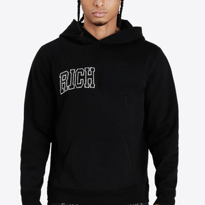 Sweat à capuche pour homme de haute qualité, 100% coton molletonné, uni, avec poche, impression numérique, broderie en strass, écologique, hiver - Product Image 3