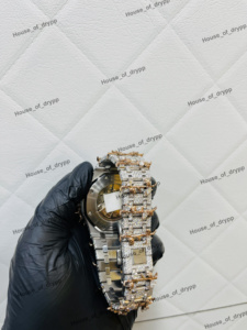 Montre Hip Hop Automatique de Luxe Unisexe en Acier Inoxydable Entièrement Sertie de Moissanite Glacée avec Lunette à Pointes et Fermoir à Boucle - Product Image 3