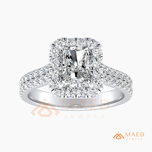<b>Emerald</b> Cut Moissanite Halo <b>Ring</b> <b>Silver</b> Engagement <b>Ring</b> Women Bridal Anniversary Jewelry Gift USA Elegant Fashion - Product Image 6