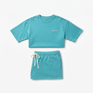 Tenues d'été pour femmes, ensembles t-shirt et short, ensemble court deux pièces pour l'été, ensembles de shorts unis pour femmes, shorts personnalisés pour femmes - Product Image 4