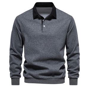 Men's Autumn Long Sleeved POLO <b>Collar</b> <b>T</b>-<b>Shirt</b> Trendy High-Quality Casual Versatile and Loose-Fit Top - Product Image 3