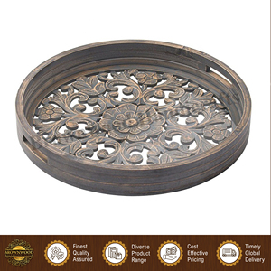 Bandeja de Servicio Redonda de Madera MDF de Diseño Único, Alta Calidad y Precio Atractivo para Restaurantes y Hoteles, de Exportador Indio - Product Image 3