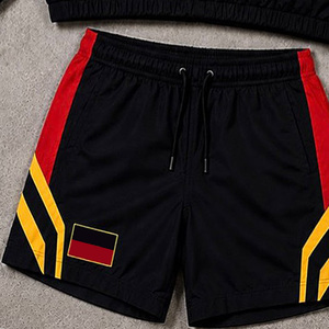 Ensemble de survêtement unisexe respirant et léger, color-block, à manches longues, avec capuche et short à cordon, style sportif streetwear décontracté pour l'été - Product Image 3