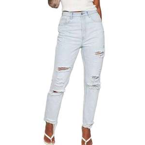 Jeans en denim pour femme, coupe skinny, taille haute, effet vieilli, respirant, lavable, séchage rapide, personnalisable avec logo, vente en gros - Product Image 1