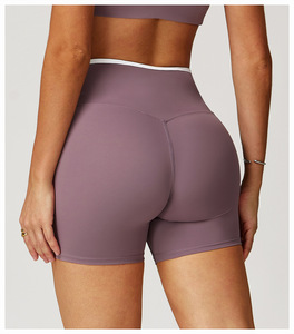 Custom Logo Wholesale Cross High-waisted Yoga <b>Shorts</b> <b>Tight</b>-fitting Hip Lift Sports <b>Shorts</b> Women Running Wear Fitness Pants - Product Image 4