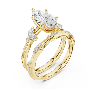 Conjunto de Anillos de Compromiso Vantage Marquise con Diamantes para Mujer, Oro 10k/14k/18k/Plata de Ley, Doble Banda con Diamantes Cultivados en Laboratorio, Joyería Fina - Product Image 4