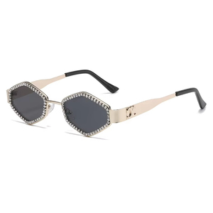 2025 Trendy Hot Sale Fashion Metal Retro Oval Designer Diamond UV400 <b>Sunglasses</b> Men Custom logo Outdoor <b>Sunglasses</b> Women - Product Image 3