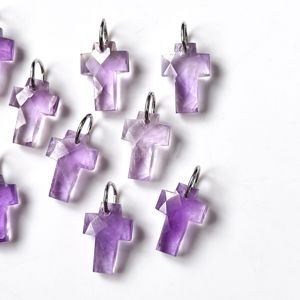 Pendentif Croix Sainte en Améthyste Rose AAA, Charme en Argent 925 Sculpté à la Main, pour Fabrication de Bijoux, Vente en Gros - Product Image 5
