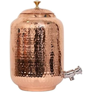 Pure Copper Water Dispenser With <b>Stand</b> And Glass Hand-Hammered Ayurvedic <b>Drinking</b> Water Storage Tank Rustproof Copper Matka Pot - Product Image 2