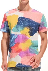 <b>Men's</b> Short Sleeve O-Neck T-<b>Shirt</b> With Hand-Painted Pattern Sublimation Print Regular Fit Casual Style 100% Polyester - Product Image 6