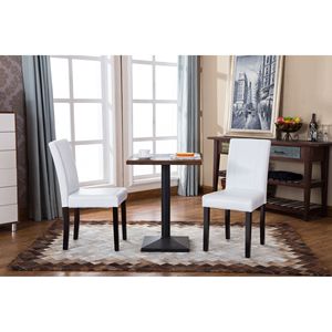 Set di 2 Sedie da Pranzo in Legno Massello Stile Urbano con Seduta Imbottita in Ecopelle Bianca - Product Image 1