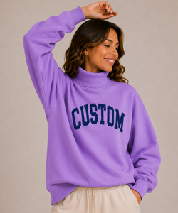 Sudadera Oversize de Cuello Alto para Mujer, Color Gris Sólido, 100% Algodón, Hombros Caídos, Manga Larga, Ropa Casual de Otoño - Product Image 1