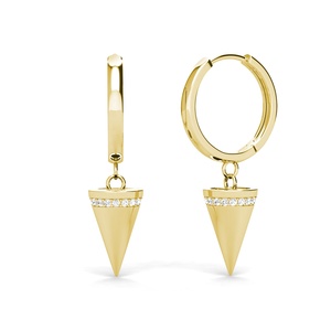 Spike Huggie Hoops Boucles <span class=keywords><strong>d</strong></span>'oreilles pendantes ornées de cristaux <span class=keywords><strong>Swarovski</strong></span> Bijoux de mode Hypoallergénique Daisini Accessoire en argent 925 - Product Image 1