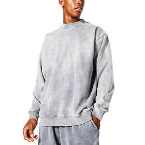 Sweat-shirts à col rond pour hommes, confortables et élégants, à motif uni, décontractés, effet délavé, en faible quantité minimale de commande pour la saison d'automne - Product Image 1