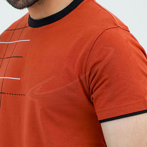Nouveautés : T-shirt décontracté uni pour homme avec motif linéaire, coupe oversize, 100 % coton, style streetwear minimaliste, col rond, coupe ample - Product Image 4