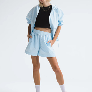 Custom logo Ladies Windbreaker <b>Short</b> <b>Sets</b> <b>Women</b> Nylon <b>Short</b> <b>Set</b> <b>Women</b> Two Piece Tracksuit Spring Summer Wear - Product Image 1