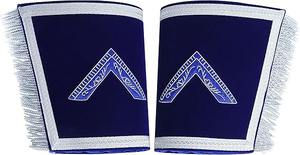 Brazalete de la Logia Azul del Maestro Venerable - Terciopelo Azul Bordado a Mano con Ribete y Flecos Blancos - Product Image 2