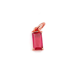 Pink Tourmaline Baguette Shape Gemstone Charm Rectangular Natural Stone Silver Plated Pendant Jewelry for Necklace and <b>Earring</b> - Product Image 3
