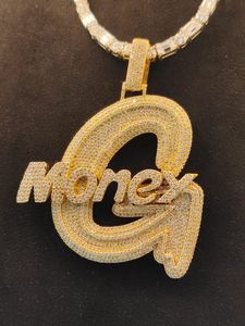 Colgante de Letra Personalizado de Plata de Ley 925 con Baño de Rodio y Moissanita, Estilo Hip Hop para Uso Diario Unisex - Product Image 2