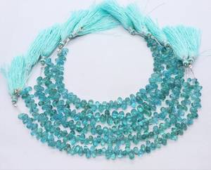 Apatita azul cielo natural, forma de lágrima suave, briolette de 5x7 mm, cuentas de piedras preciosas de apatita azul en forma de lágrima para la fabricación de joyas al por mayor. - Product Image 1