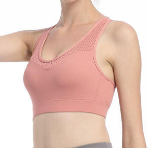 New Design Women's Yoga Sports Bra High Support Breathable V-neck Front Logo Spandex/Polyester Removable Pads Backless - Product Image 1