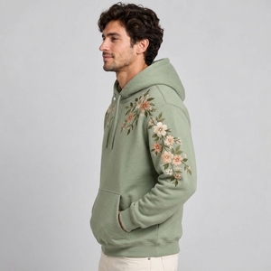 Fashionable men embroidered <b>hoodie</b> offers <b>soft</b> comfort unique coloring and quality embroidery for streetwear and leisu - Product Image 2