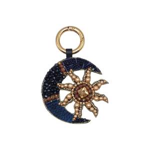 Moon & Sun Embroidered Sparkle <b>Bag</b> <b>Charm</b> Key Chain - Product Image 1