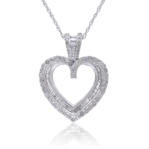 Collar con Colgante de Diamante Natural Blanco de 1.68 Quilates para Mujer, Plata de Ley 925, Cadena de 18 Pulgadas con Baño de Rodio, Corte Brillante G-H - Product Image 1