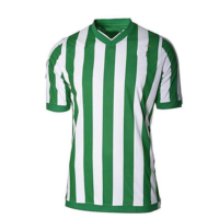 Erkek Kırmızı Beyaz Çizgili Kısa Kollu V Yaka Nem Emici Polyester Futbol Forması Normal Kalıp Her Mevsim