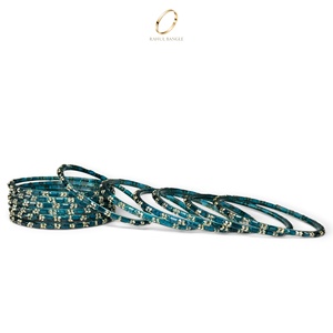 Bracelets en verre bleu goutte de pluie du Cachemire, fabriqués à la main, plaqués or, avec décorations en cristal, pour la mode féminine, vente en gros directe d'usine - Product Image 4