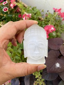 Tête de Bouddha en Sélénite Blanche Sculptée à la Main, 3 Pouces, Statue en Cristal, Reiki, Méditation, Décoration Spirituelle pour la Maison, Fournisseur en Gros - Product Image 4