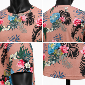 Camiseta con Estampado Floral Personalizada para Hombre, Venta al por Mayor, Manga Corta, Cuello Redondo, Informal, Verano, Estampado Tropical Hawaiano, Fabricante OEM - Product Image 4