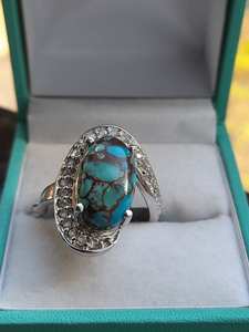 Anillo Elegante de Plata de Ley con Turquesa, Joyería Artesanal con Piedras Preciosas, Diseño Elegante para Mujer, Venta al Por Mayor para Exportación - Product Image 5
