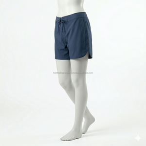 Shorts de bain pour femmes à marque privée, extensibles dans 4 directions, respirants, séchage rapide, légers, avec cordon de serrage, décontractés, pour les vacances à la plage, OEM - Product Image 4